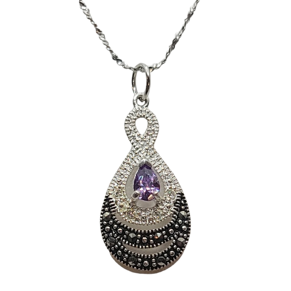 *Sold* NEW Tanzanite & Diamond Necklace in Sterling Silver
